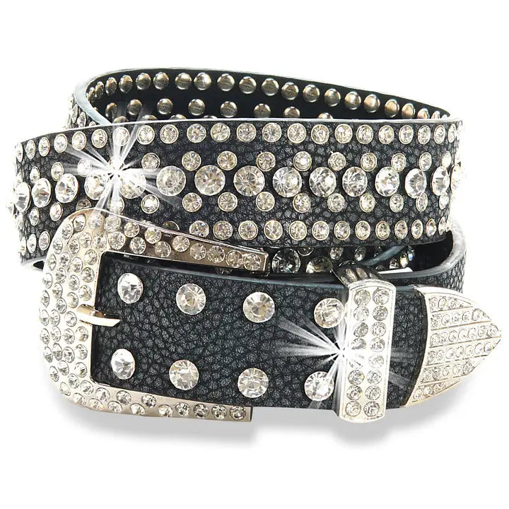 Leather Rhinestone Belt