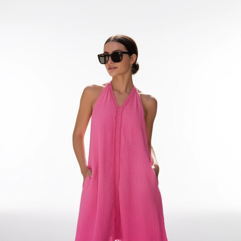 Fluorescent Linen Maxi Dress