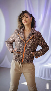 leopard print motto jacket