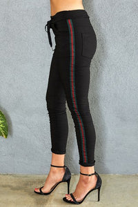 Green & Red Side Stripe Italian Joggers