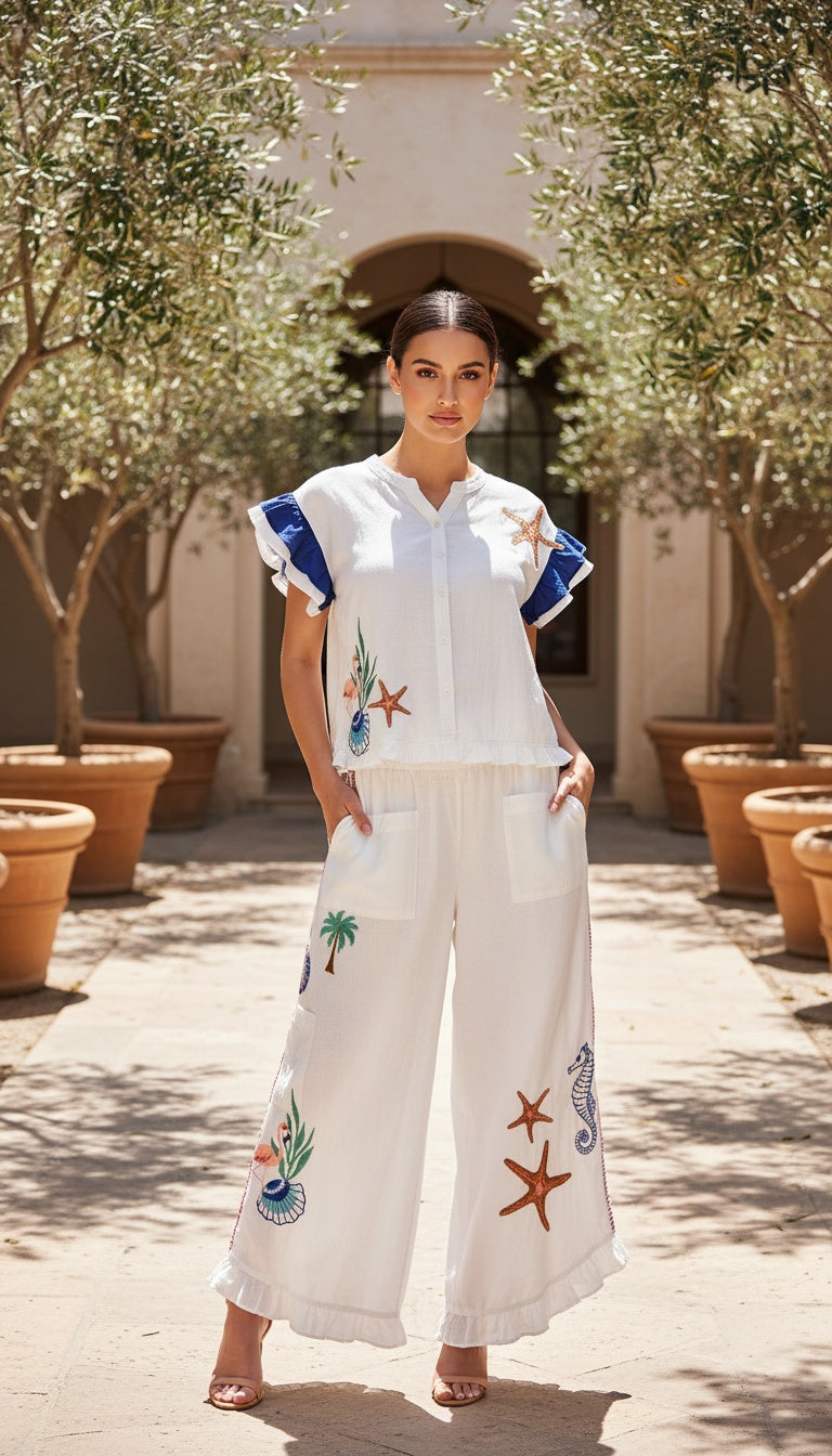 Ocean Themed Palazzo Pant