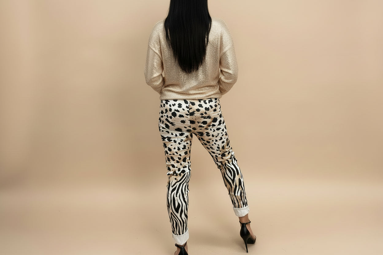 Animal Print Gold Foil Joggers