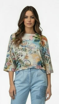 Inspire-Me Beach Scene Italian Summer Sweater