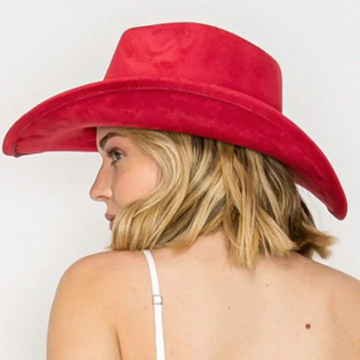 Fashion Vegan Suede Cowboy/Cowgirl Hat (Black or Red)