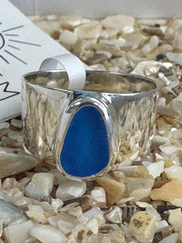 Sterling Blue Bold Sea Glass Ring by Salty Gem