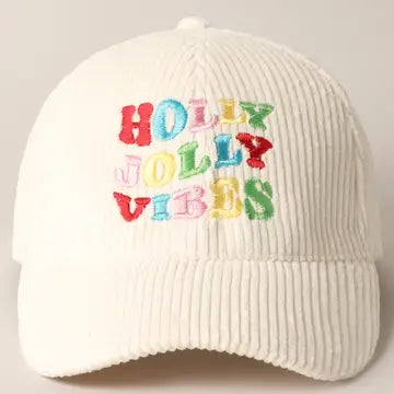 Holly Jolly Vibes Corduroy Holiday Hat