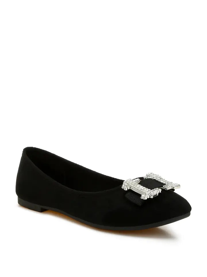 Rhinestone Buckle Ballerinas