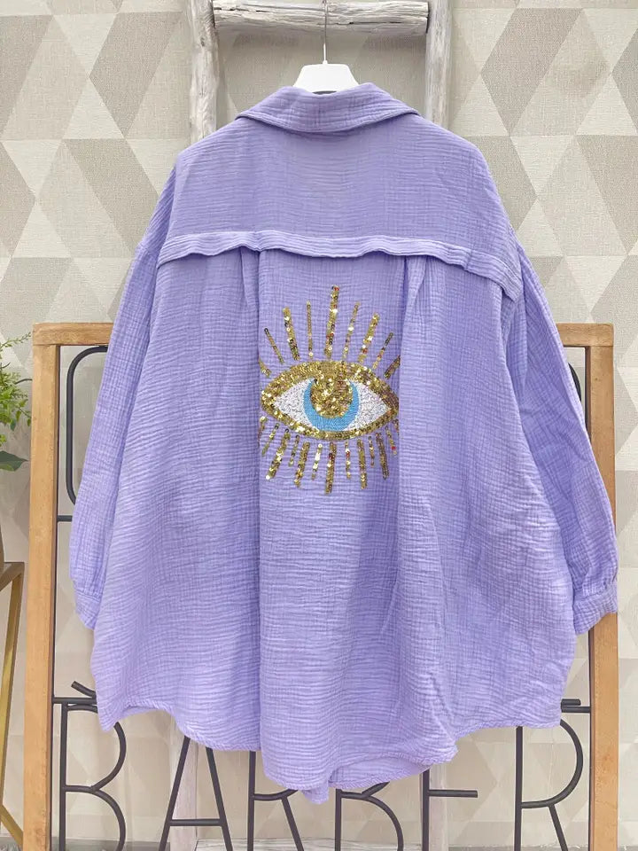 Purple Oversized Evil Eye Shirt