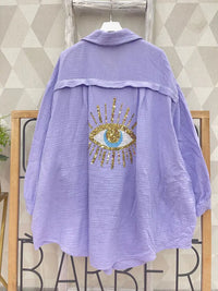Purple Oversized Evil Eye Shirt