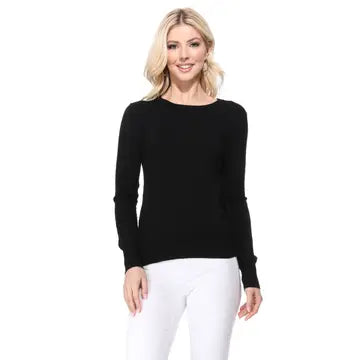 Long Sleeve Crewneck Soft Knit Sweater (pink, fuchsia, black)