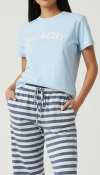 White & Pastel Blue T-Shirt