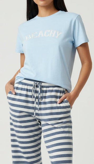 White & Pastel Blue T-Shirt