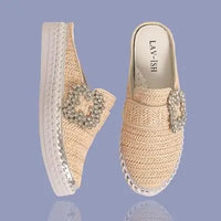Beige Luna Linen Slip-on Shoes