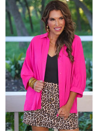 Hot Pink Sloane Button Up Blouse