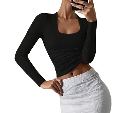 Solid Color Slim Fit Long Sleeve