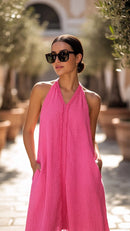 Fluorescent Linen Maxi Dress