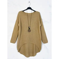 Camel Knit Sweater with Boat Neckline