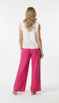 Gauze Ruffle-Sleeve Top (Hot Pink, White, Lavender)