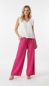 Gauze Ruffle-Sleeve Top (Hot Pink, White, Lavender)