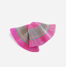 Pink & Green Rafia Bucket Hat with Green Stripes