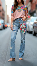 Happy Skull Italian Denim Jeans
