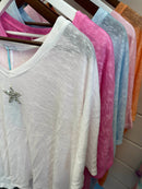 Oversized T-Shirt with Silver Star (Pink, White, Blue, Green, Peach)