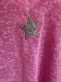 Oversized T-Shirt with Silver Star (Pink, White, Blue, Green, Peach)