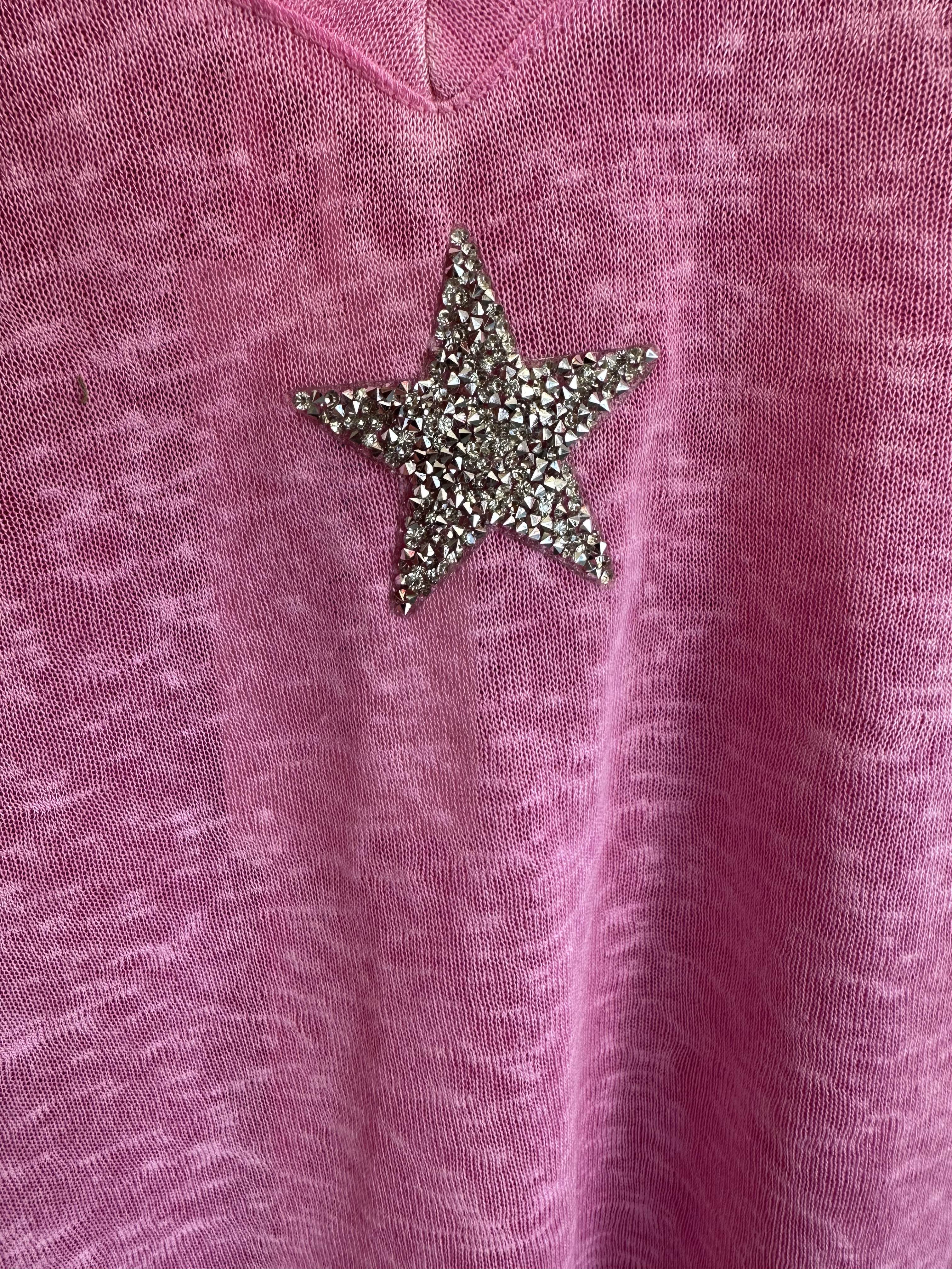 Oversized T-Shirt with Silver Star (Pink, White, Blue, Green, Peach)