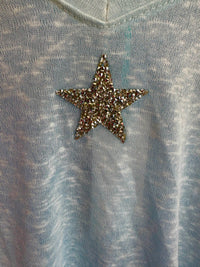 Oversized T-Shirt with Silver Star (Pink, White, Blue, Green, Peach)