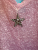 Oversized T-Shirt with Silver Star (Pink, White, Blue, Green, Peach)
