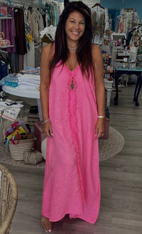 Fluorescent Linen Maxi Dress