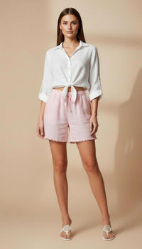 Linen Bermuda shorts (Pink & Blue)