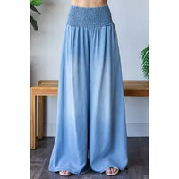 Smocked Waist Wide  Leg Jeans