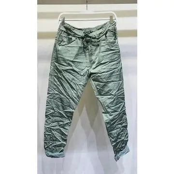 Crinkled Joggers - Sage Green