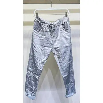 Crinkle Jogger - Satin Light Grey