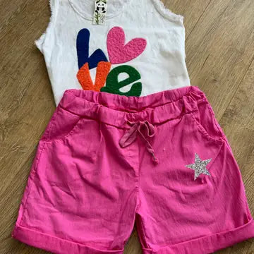 Crinkle Shorts with Star