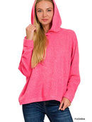 Hooded Brushed Melange Hacci Sweater