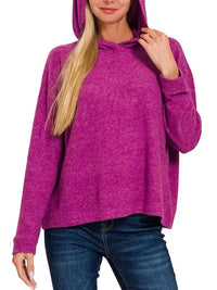 Hooded Brushed Melange Hacci Sweater