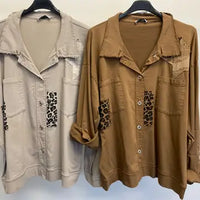 Cheetah & Camo Print Jacket Taupe