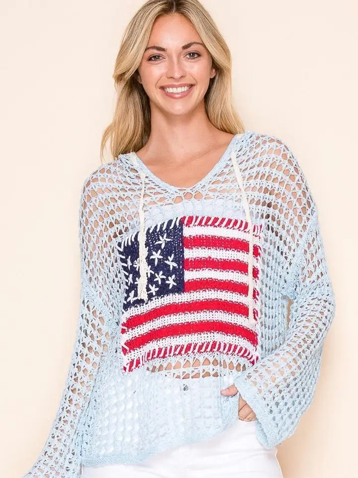 Glam Flag Crochet Hoodie