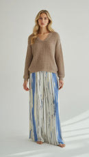 Beachy Loose Knit Sweater (pink, beige, melon green)