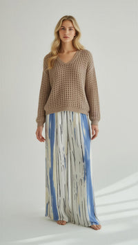 Beachy Loose Knit Sweater (pink, beige, melon green)