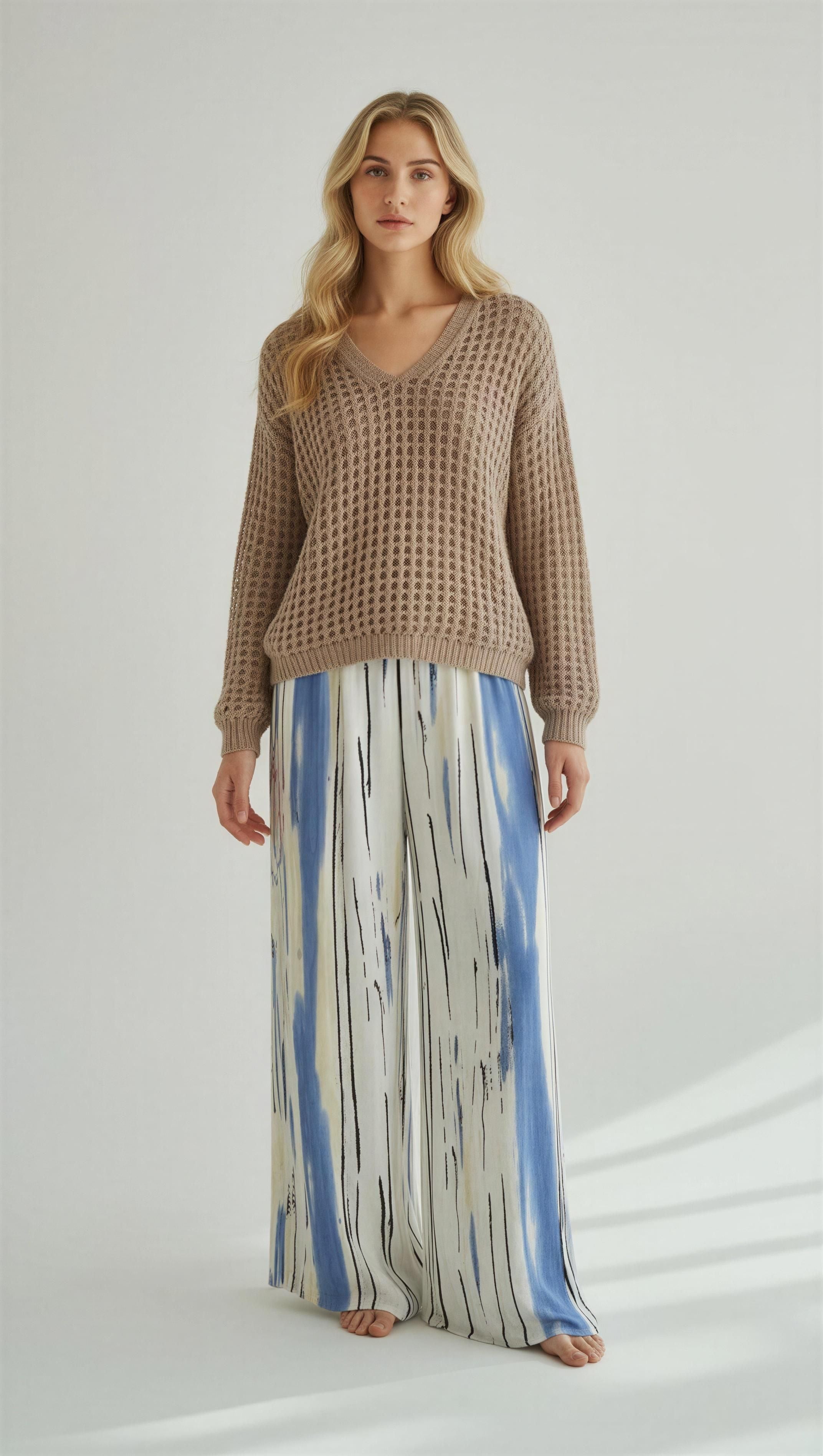 Beachy Loose Knit Sweater (pink, beige, melon green)