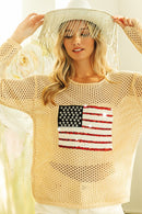 Sequined American Flag Knit Sweater