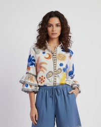 Ibiza Coast Ruffled Sleeve Top
