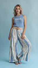 Wide-Leg Painted Pants