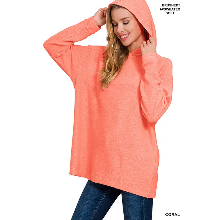 Brushed Hacci Sweater Hoodie Peach