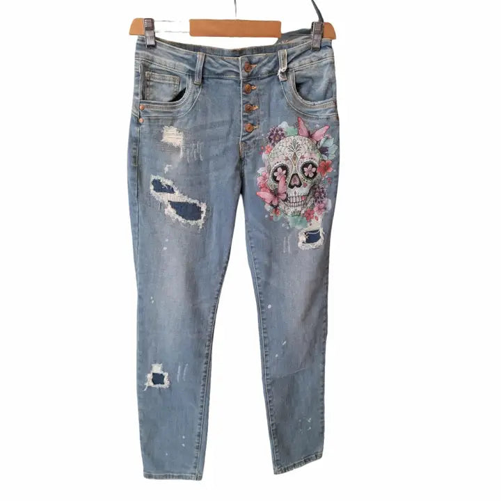 Happy Skull Italian Denim Jeans