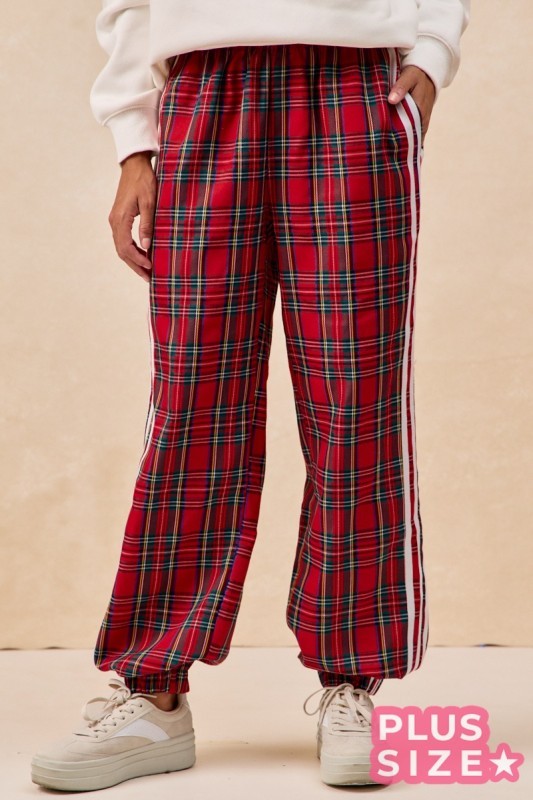 Red Plaid Track Pants