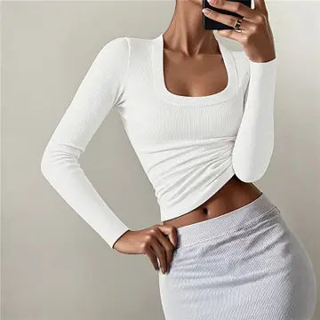 Solid Color Slim Fit Long Sleeve